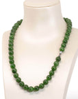 Baikalla Jewelry Jade Beads Necklace Baikalla Genuine Green Nephrite Jade Round Beads Necklace ( 8mm & 9.5mm)