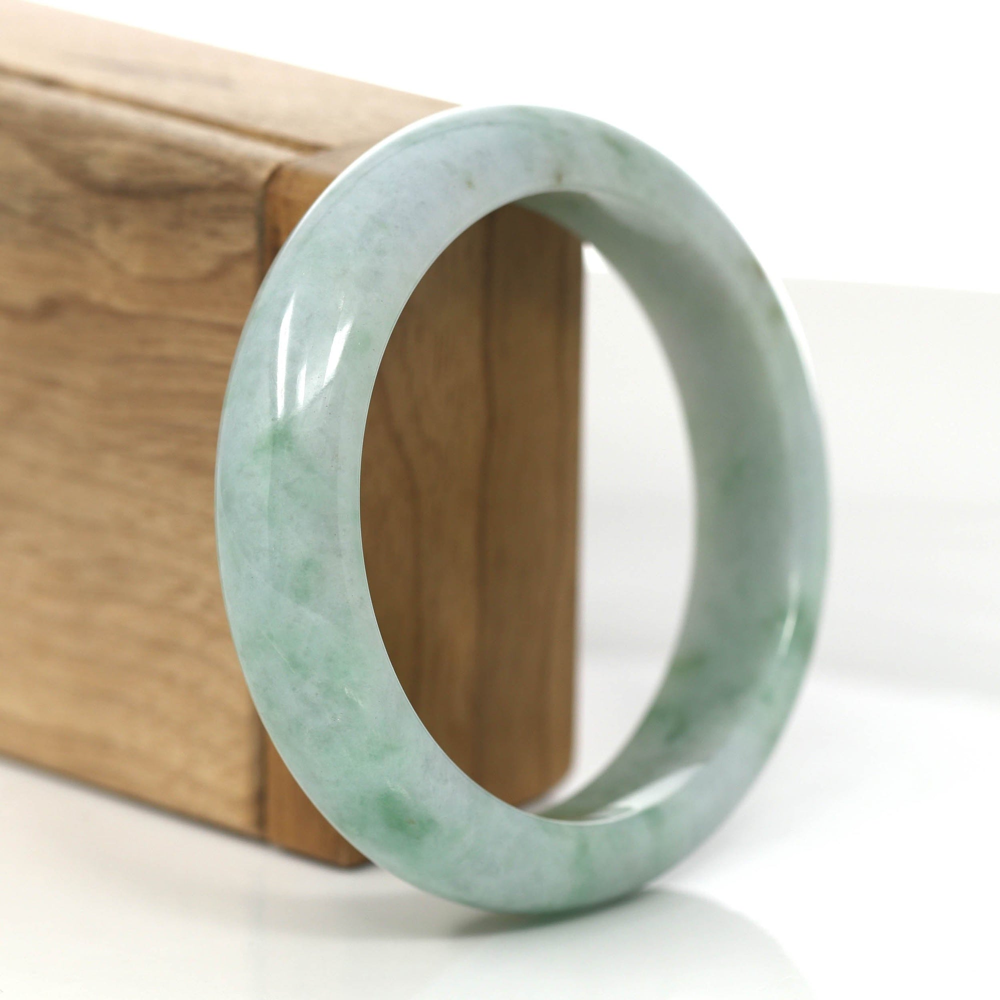 Baikalla Jewelry Jadeite Jade Bangle Bracelet Baikalla "Classic Bangle" Green Natural Burmese Jadeite Jade Bangle ( 57.62mm ) #854