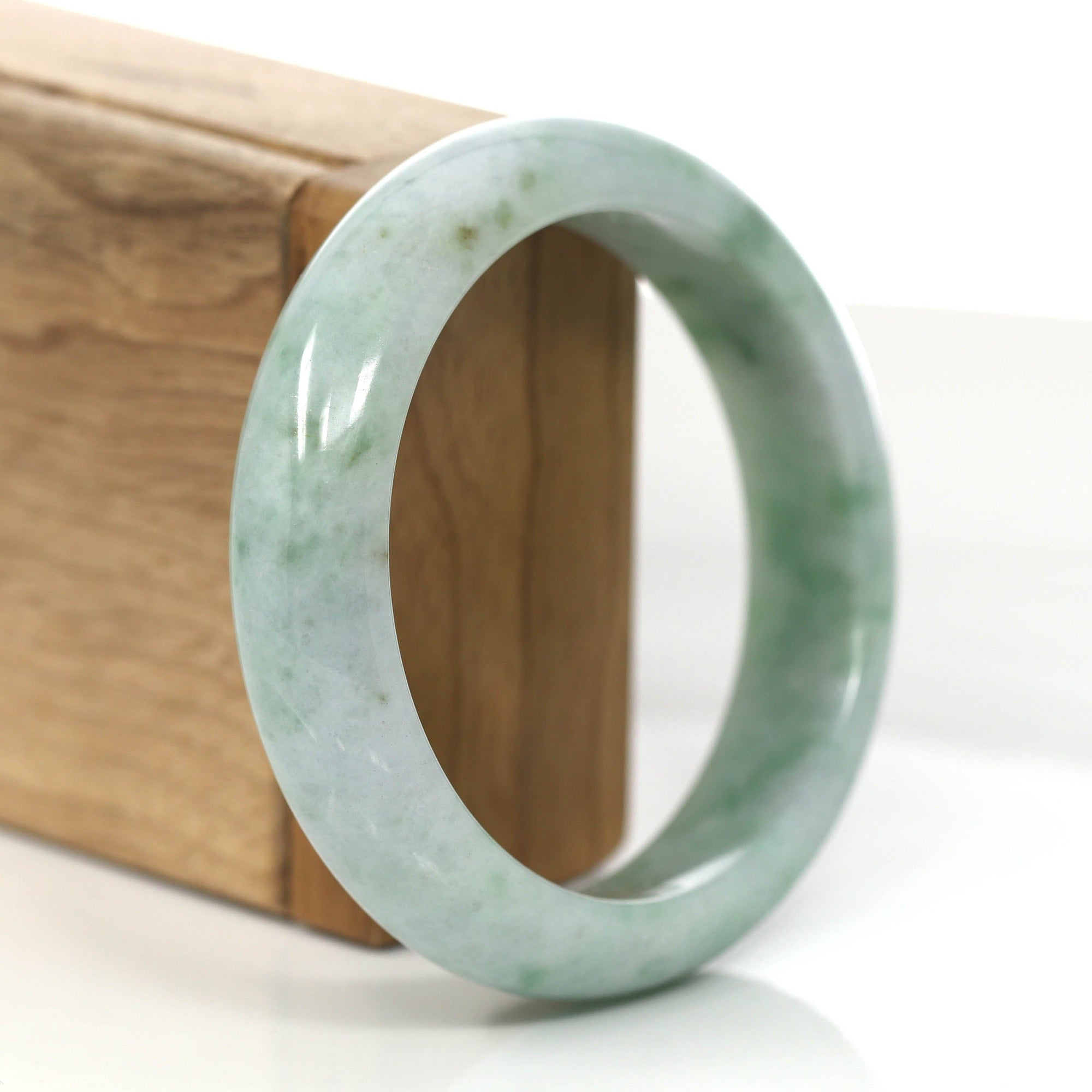 Baikalla Jewelry Jadeite Jade Bangle Bracelet Baikalla "Classic Bangle" Green Natural Burmese Jadeite Jade Bangle ( 57.62mm ) #854