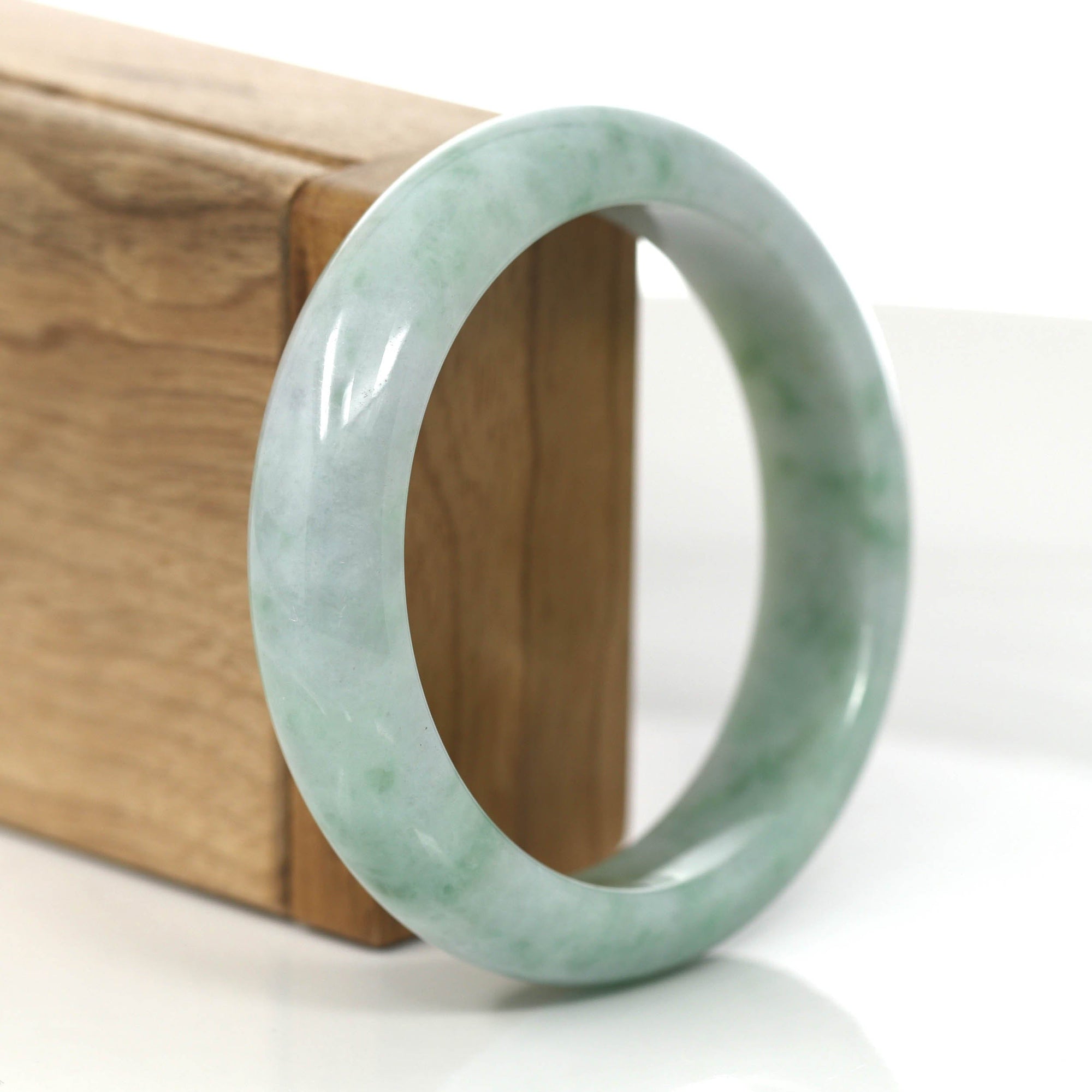 Baikalla Jewelry Jadeite Jade Bangle Bracelet Baikalla "Classic Bangle" Green Natural Burmese Jadeite Jade Bangle ( 57.62mm ) #854