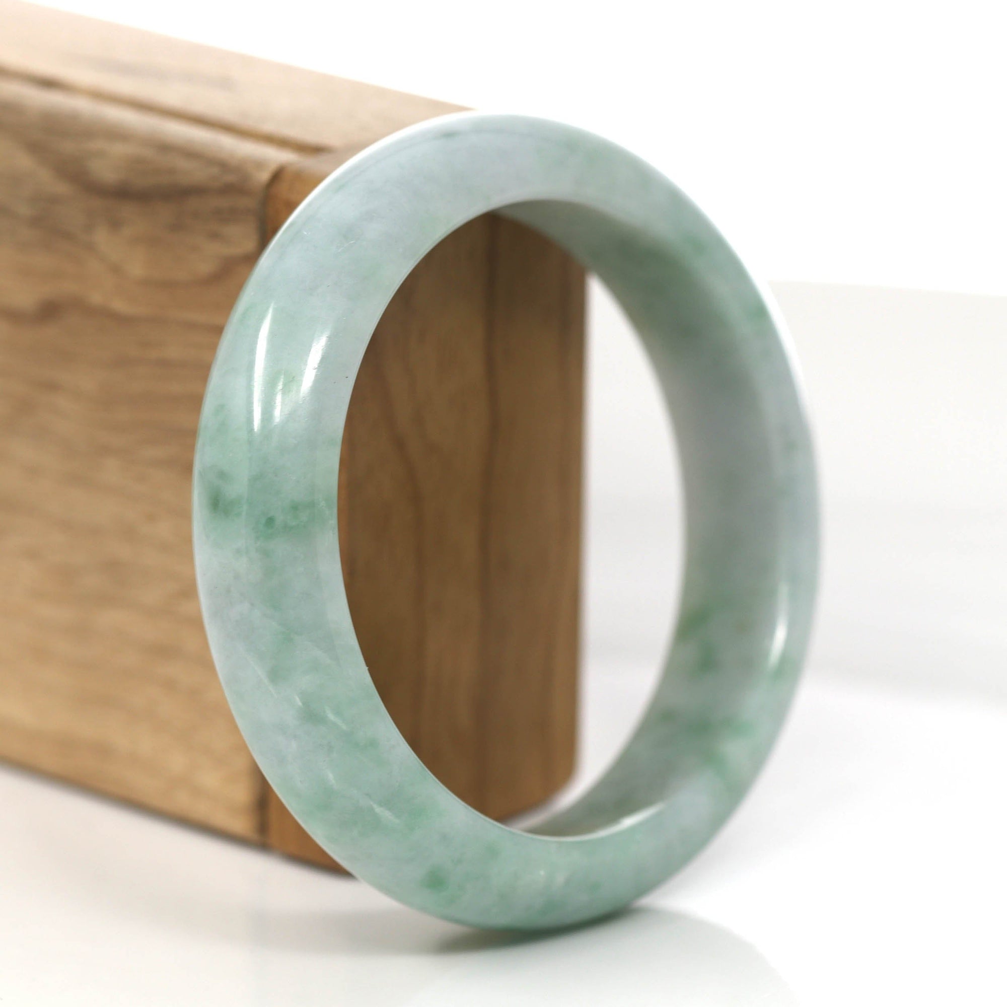 Baikalla Jewelry Jadeite Jade Bangle Bracelet Baikalla "Classic Bangle" Green Natural Burmese Jadeite Jade Bangle ( 57.62mm ) #854