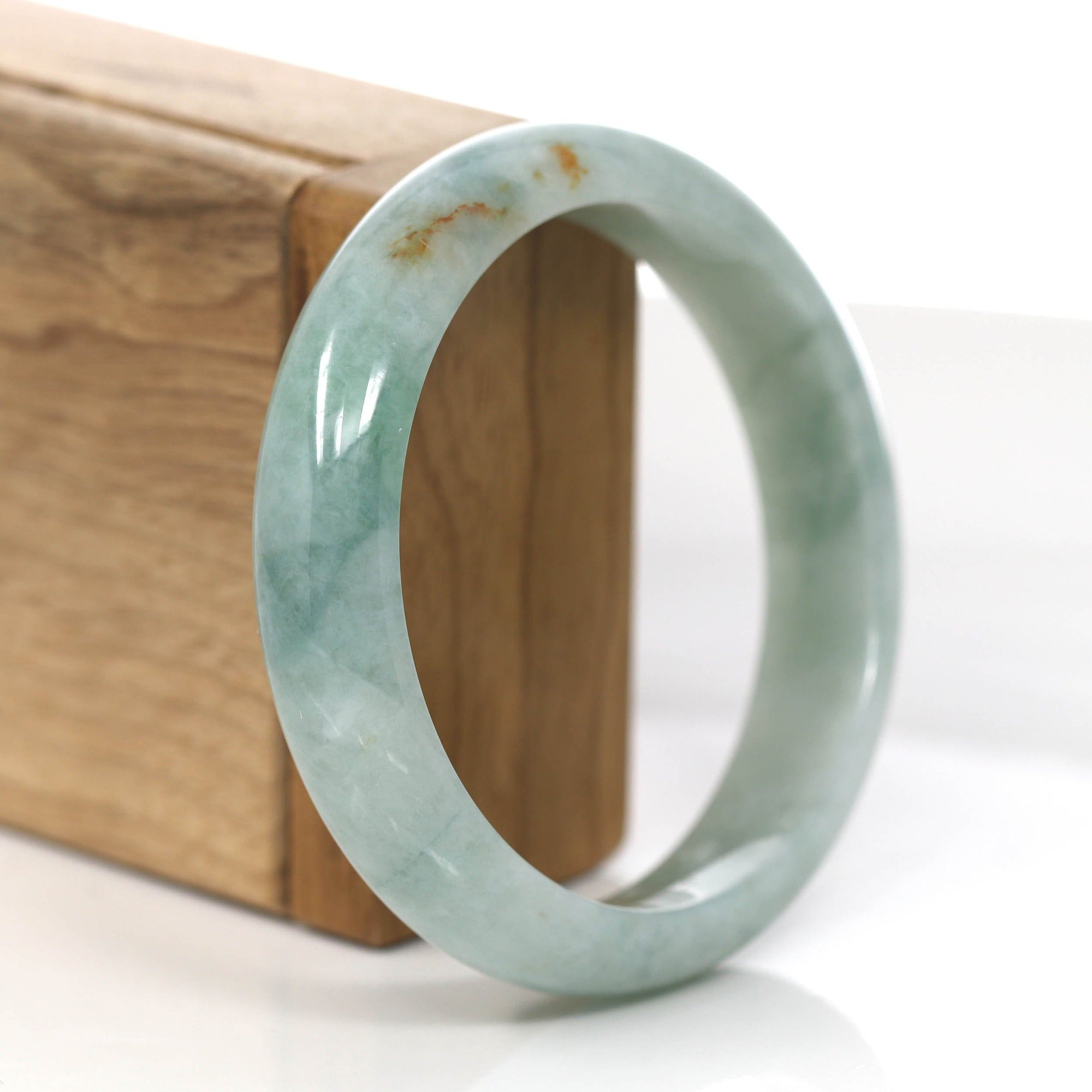 Baikalla Jewelry Jadeite Jade Bangle Bracelet Baikalla "Classic Princess Half Round" Blue- Green Jadeite Jade Bangle (58.62 mm) #873