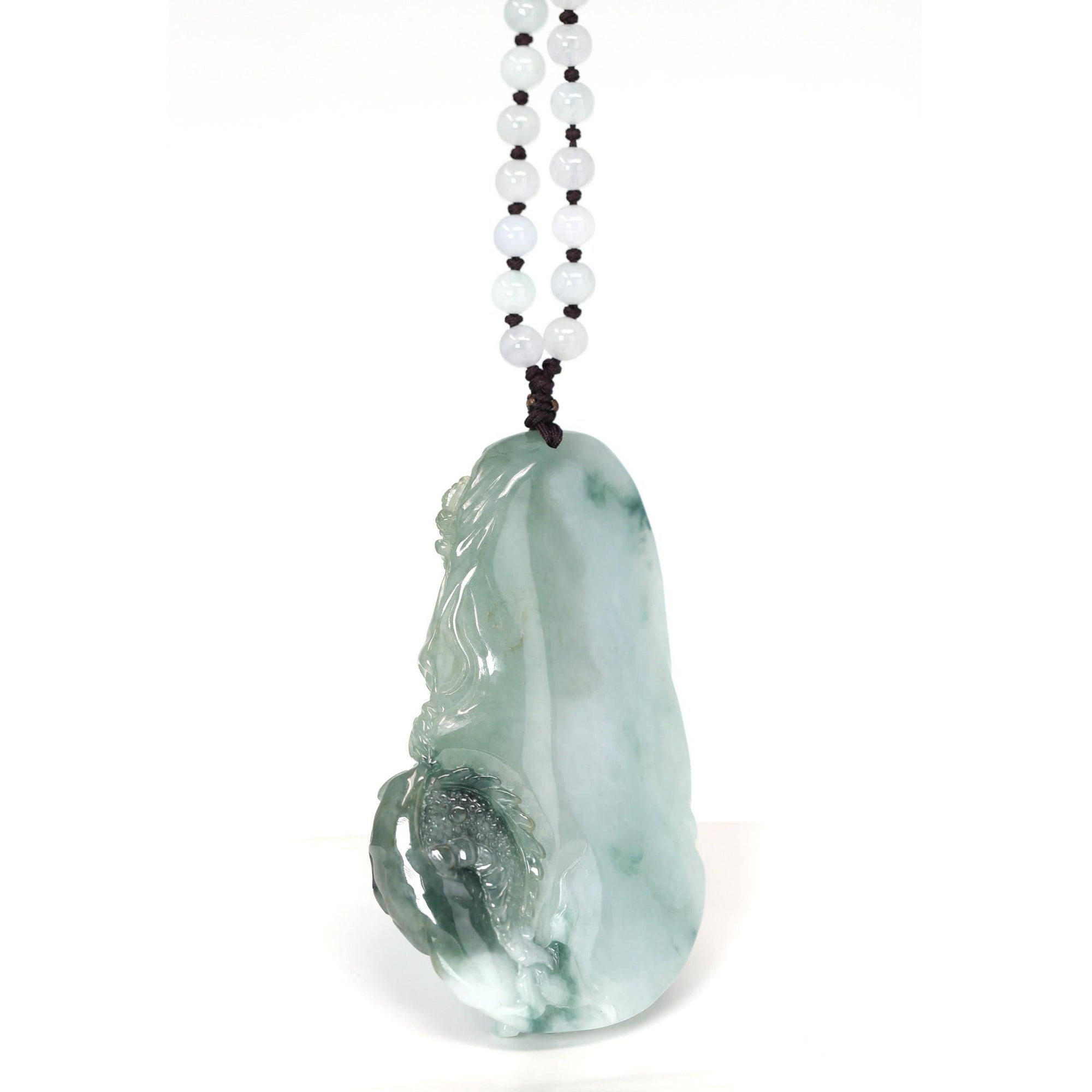 Baikalla Jewelry Jade Carving Necklace Baikalla™ &quot;Soaring dragon&quot; Natural Jadeite Jade Blue Green Pendant Necklace For Men, Collectibles