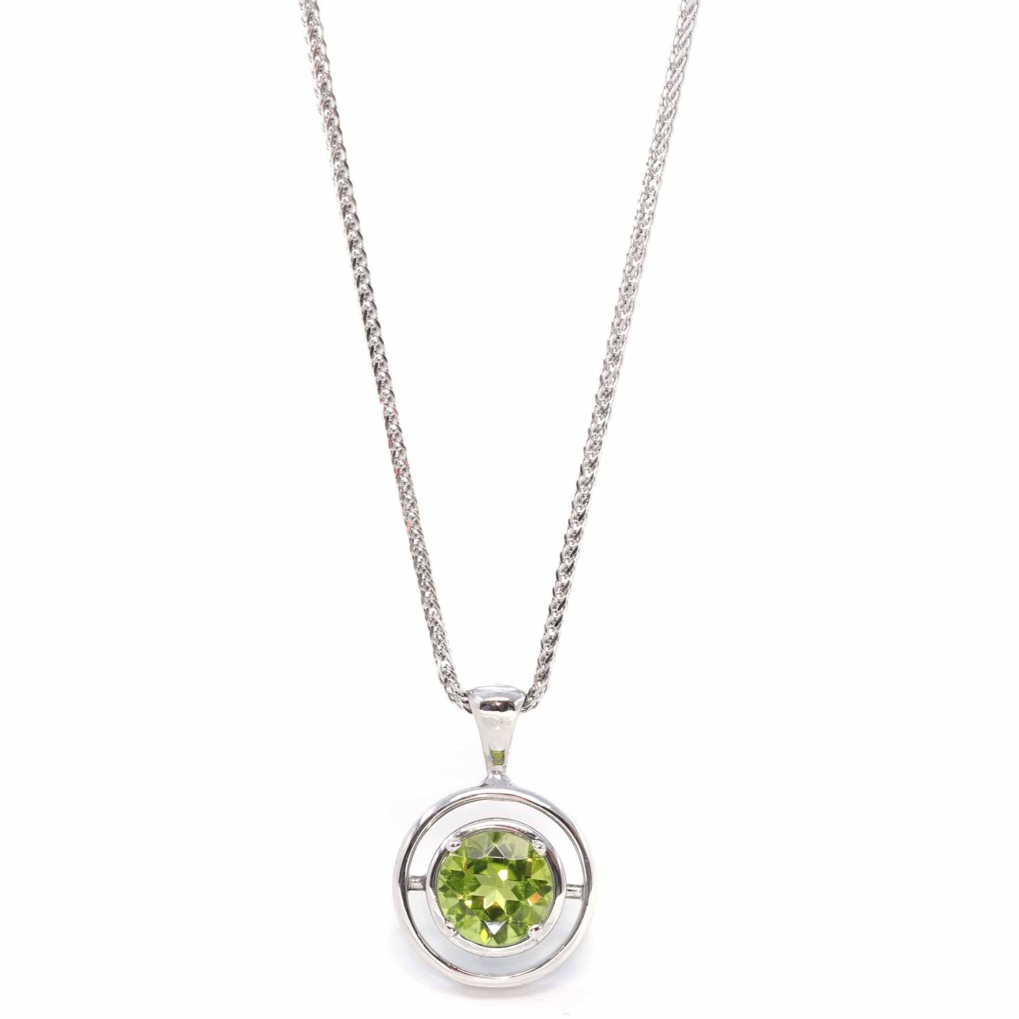 Baikalla Jewelry Gemstone Pendant Necklace Pendant Only / Peridot 14k White Gold Genuine AAA Royal Peridot Pendant Necklace