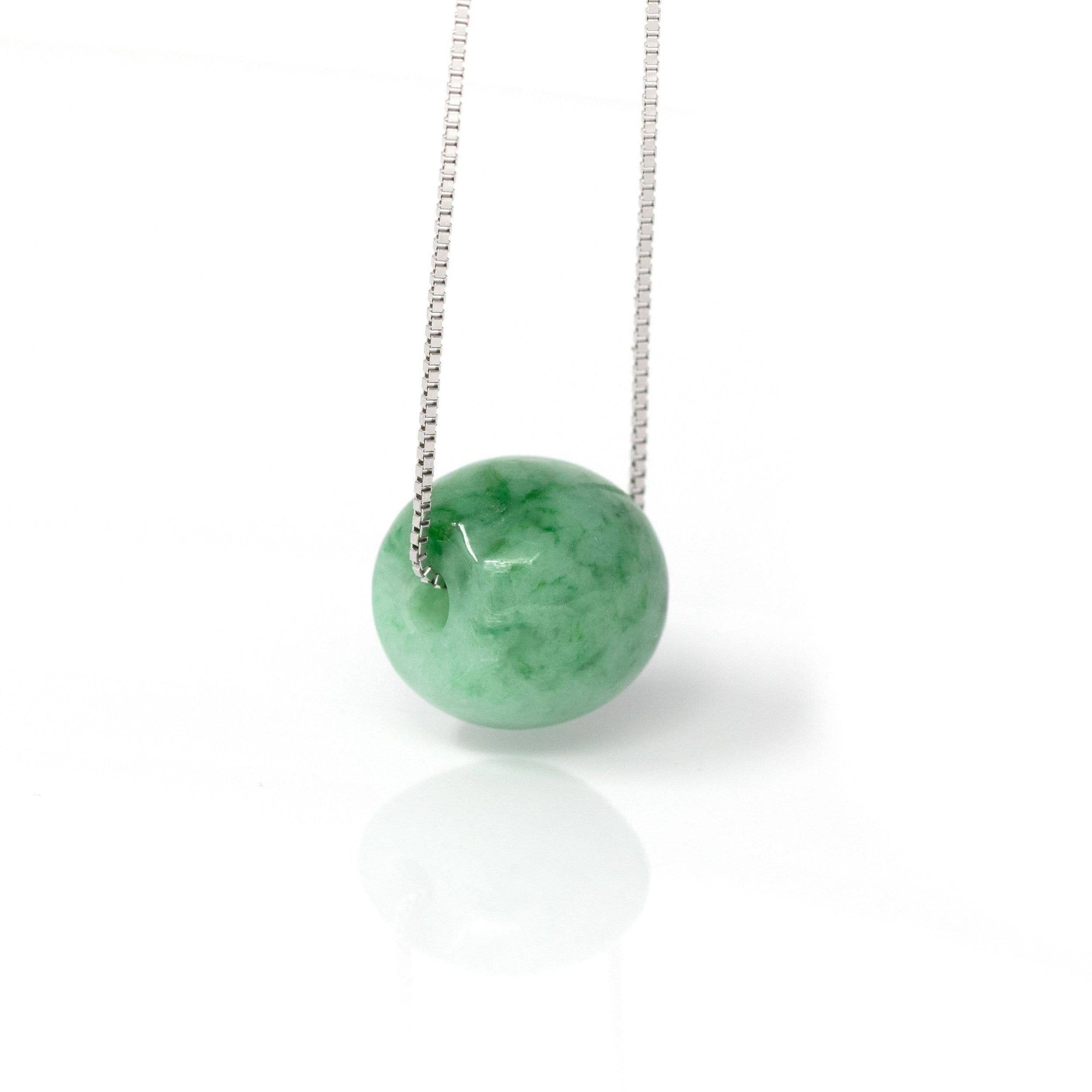 Baikalla Jewelry Jade Pendant Necklace Baikalla™ &quot;Good Luck Button&quot; Necklace Real Blue-Green Jade Lucky TongTong Pendant Necklace