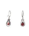 Baikalla Jewelry Silver Gemstones Earrings Baikalla™ Classic Sterling Silver Natural Garnet Dangle Earrings With CZ