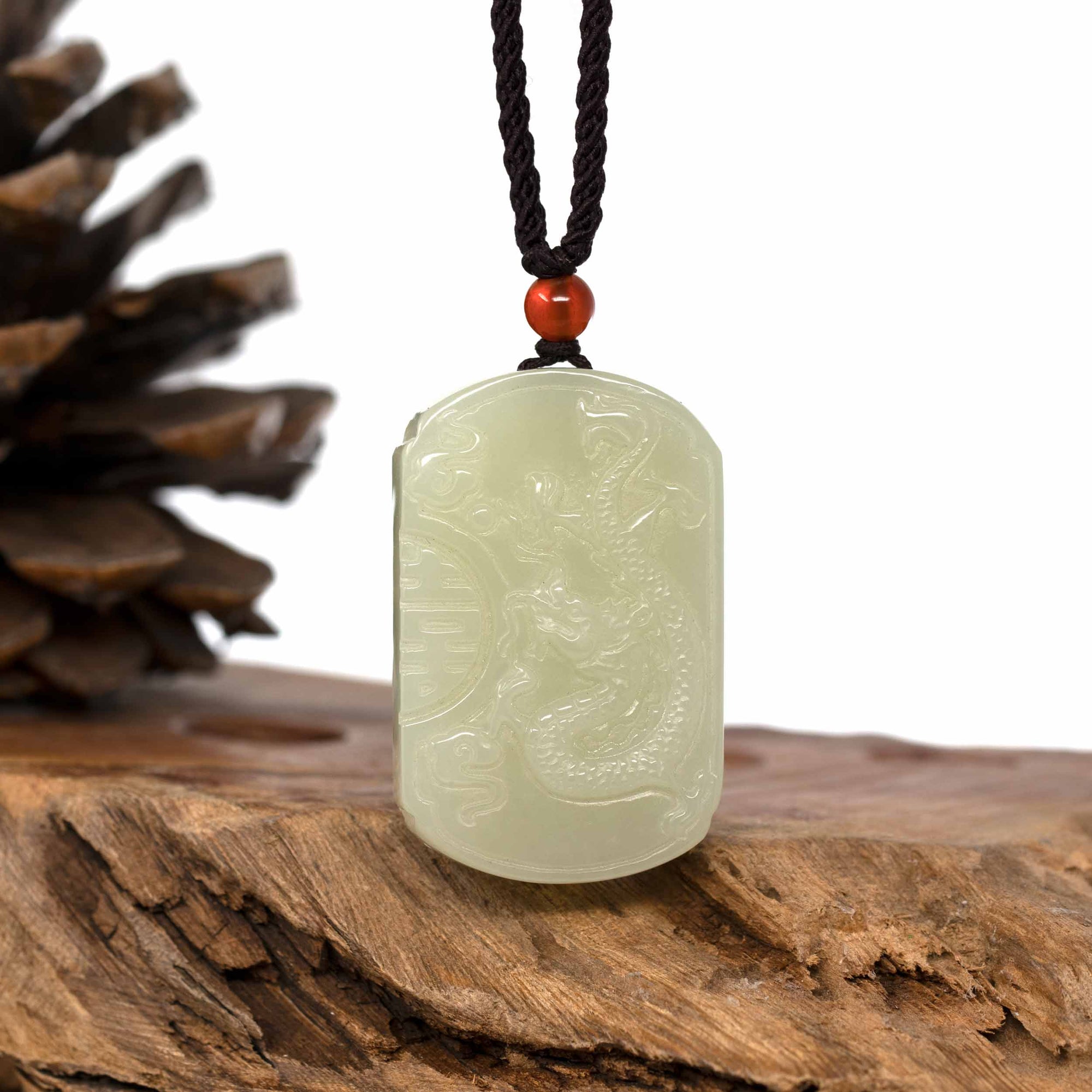 Baikalla Jewelry Jade Pendant Necklace Baikalla™ "Dragon & Phoenix" Genuine HeTian White Nephrite Jade Pendant Necklace