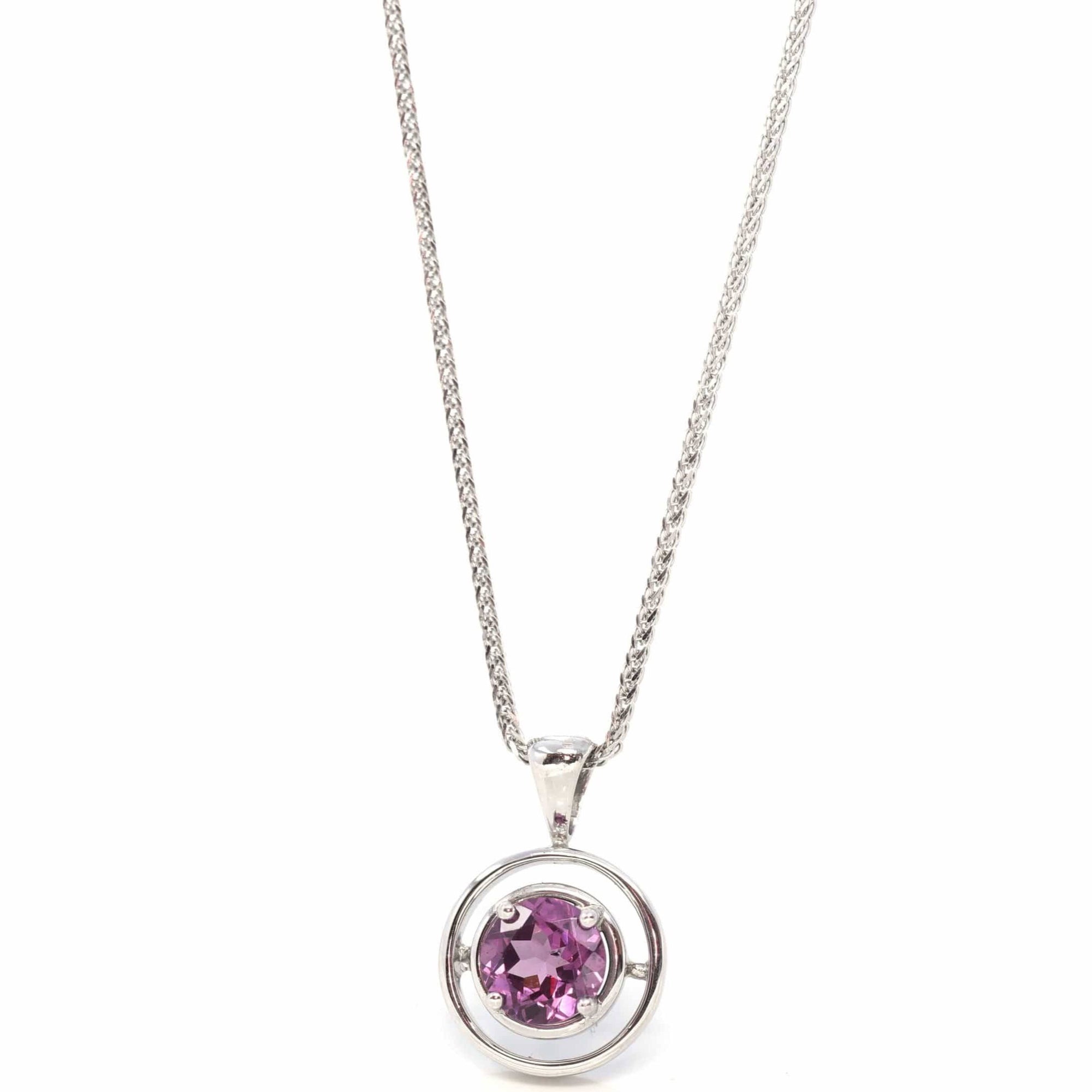 Baikalla Jewelry Gemstone Pendant Necklace Pendant Only / Purple Garnet 14k White Gold Genuine AAA Royal Garnet Pendant Necklace