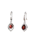 Baikalla Jewelry Silver Gemstones Earrings Baikalla™ Classic Sterling Silver Natural Garnet Dangle Earrings With CZ