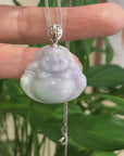 Baikalla™ "Laughing Buddha" Genuine Lavender Jadeite Jade Buddha Pendant Necklace