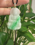 Baikalla 14k "Goddess of Compassion" Genuine Burmese Jadeite Jade Guanyin Necklace With Diamond Bail