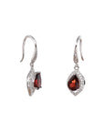 Baikalla Jewelry Silver Gemstones Earrings Baikalla™ Classic Sterling Silver Natural Garnet Dangle Earrings With CZ