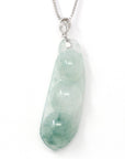 Baikalla Jewelry 18k Gold Jadeite Necklace Genuine Burmese Ice Blue Jadeite Pendant with 18k White Gold Bail