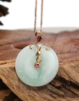 Baikalla Jewelry Jade Pendant 18k Rose Gold Genuine Burmese Jadeite Constellation (Aries) Necklace Pendant with Tourmaline