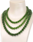 Baikalla Jewelry Jade Beads Necklace 8mm / 18 in Baikalla Genuine Green Nephrite Jade Round Beads Necklace ( 8mm & 9.5mm)