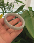 "Princess Half Round" Genuine Burmese Blue- Green Jadeite Jade Bangle Bracelet (59.07 mm) 