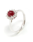 Baikalla Jewelry 18k Gold Ruby Ring 8 18k White Gold Natural Oval Ruby Diamond Anniversary Ring