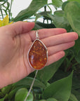 Baikalla™ Sterling Silver Elegant Amber Pear- Cabochon Cut Pendant