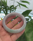 Genuine White & Green Burmese Jadeite Jade Bangle Bracelet (58.36 mm) 