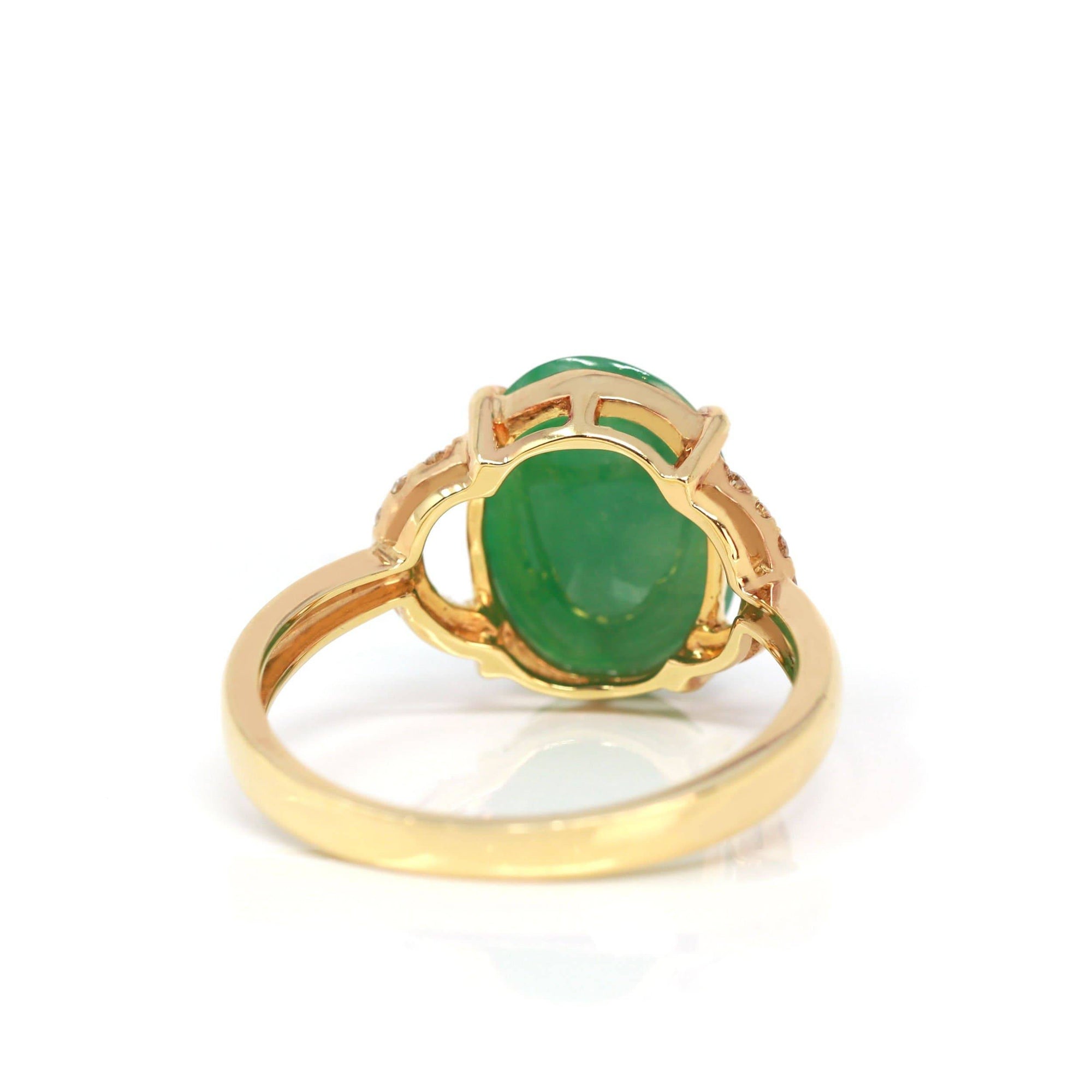 Baikalla Jewelry Jadeite Engagement Ring Baikalla™ &quot;Marie&quot; 18k Rose Gold Natural Green Imperial Jadeite Ring With Diamonds