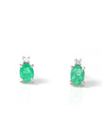 Baikalla Jewelry Gold Gemstone Earrings Baikalla™ 14k Classic White Gold Natural Emerald Dangle Earrings w/Diamonds