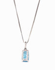 Baikalla Jewelry Gemstone Pendant Necklace Swiss Blue Topaz Baikalla™ 14k White Gold Natural Topaz Prong Set Necklace With Diamonds