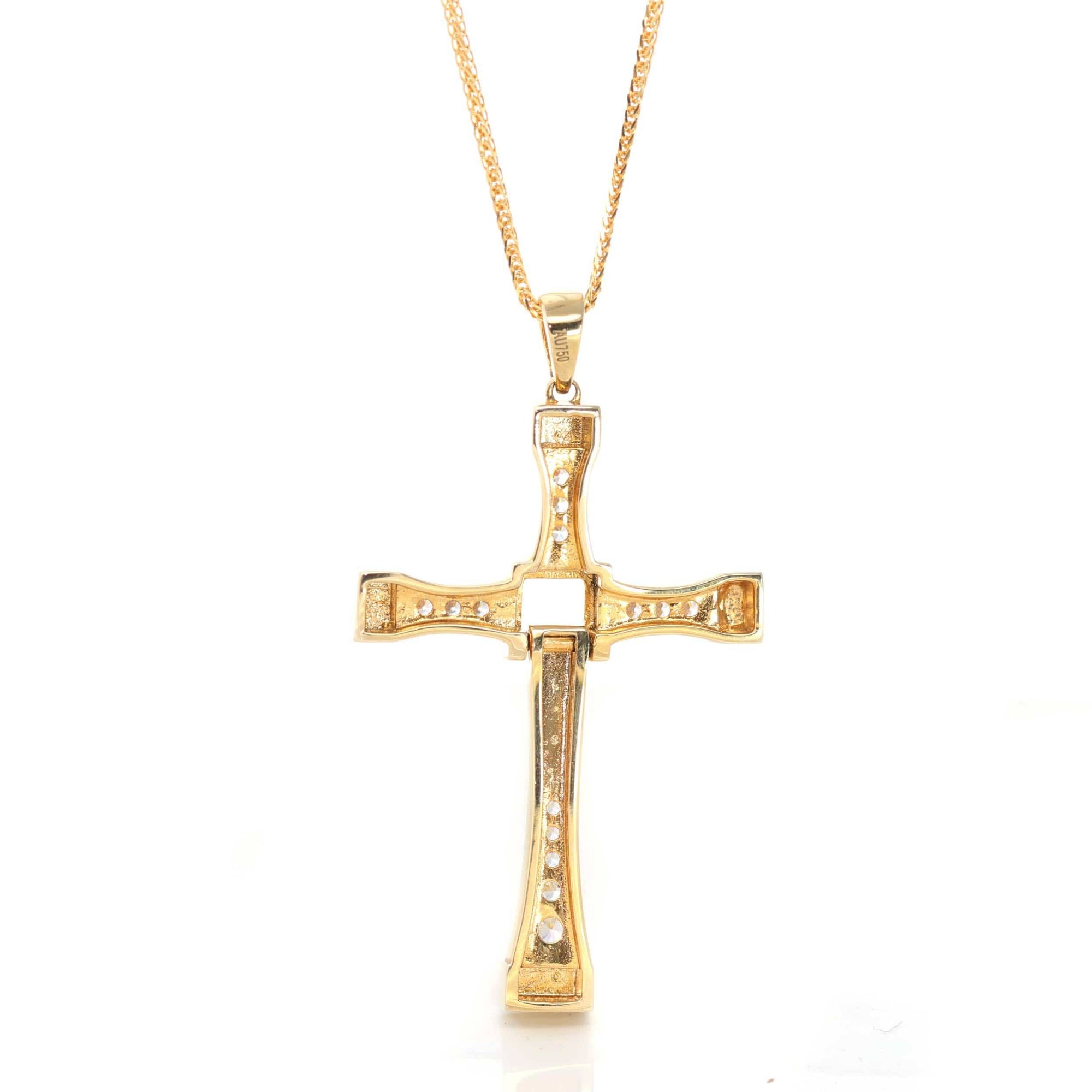 Baikalla Jewelry 18K Yellow Gold Cross Pendant 18K Yellow Gold Cross Pendant Necklace With CZ