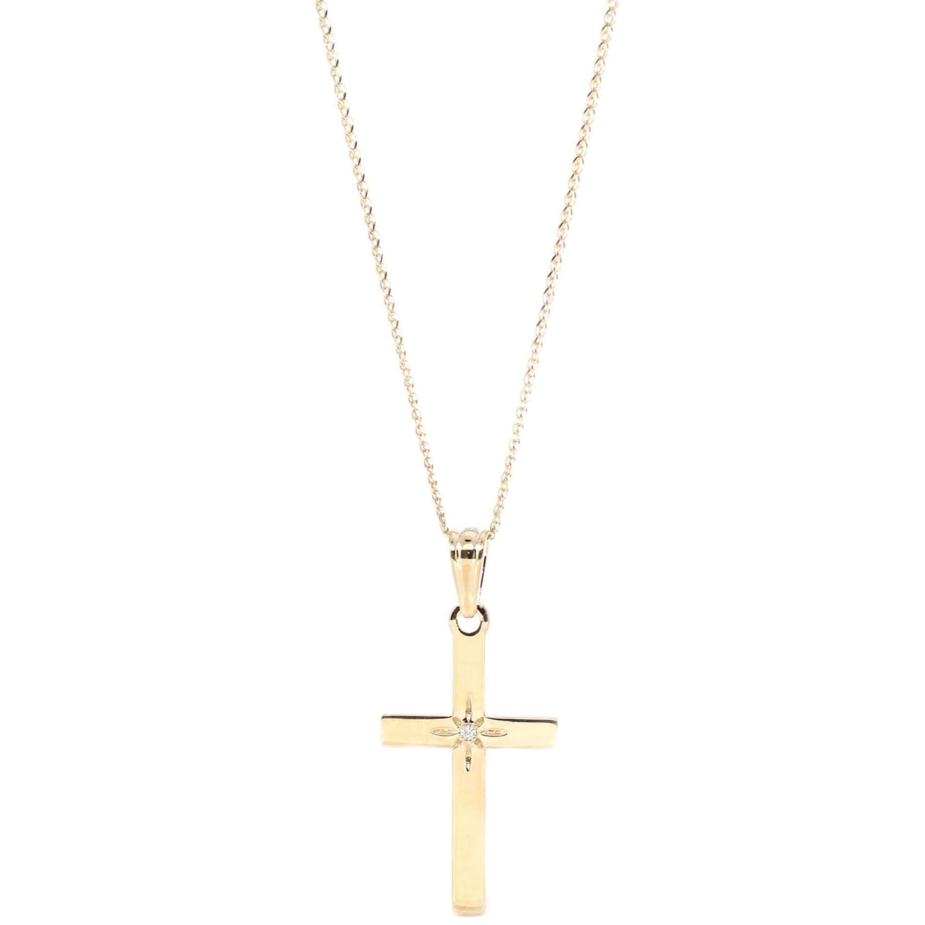 Baikalla Jewelry 18K Pure Yellow Gold Pendant Pendant Only 18K Yellow Gold Cross Pendant Necklace With VS1 Diamond