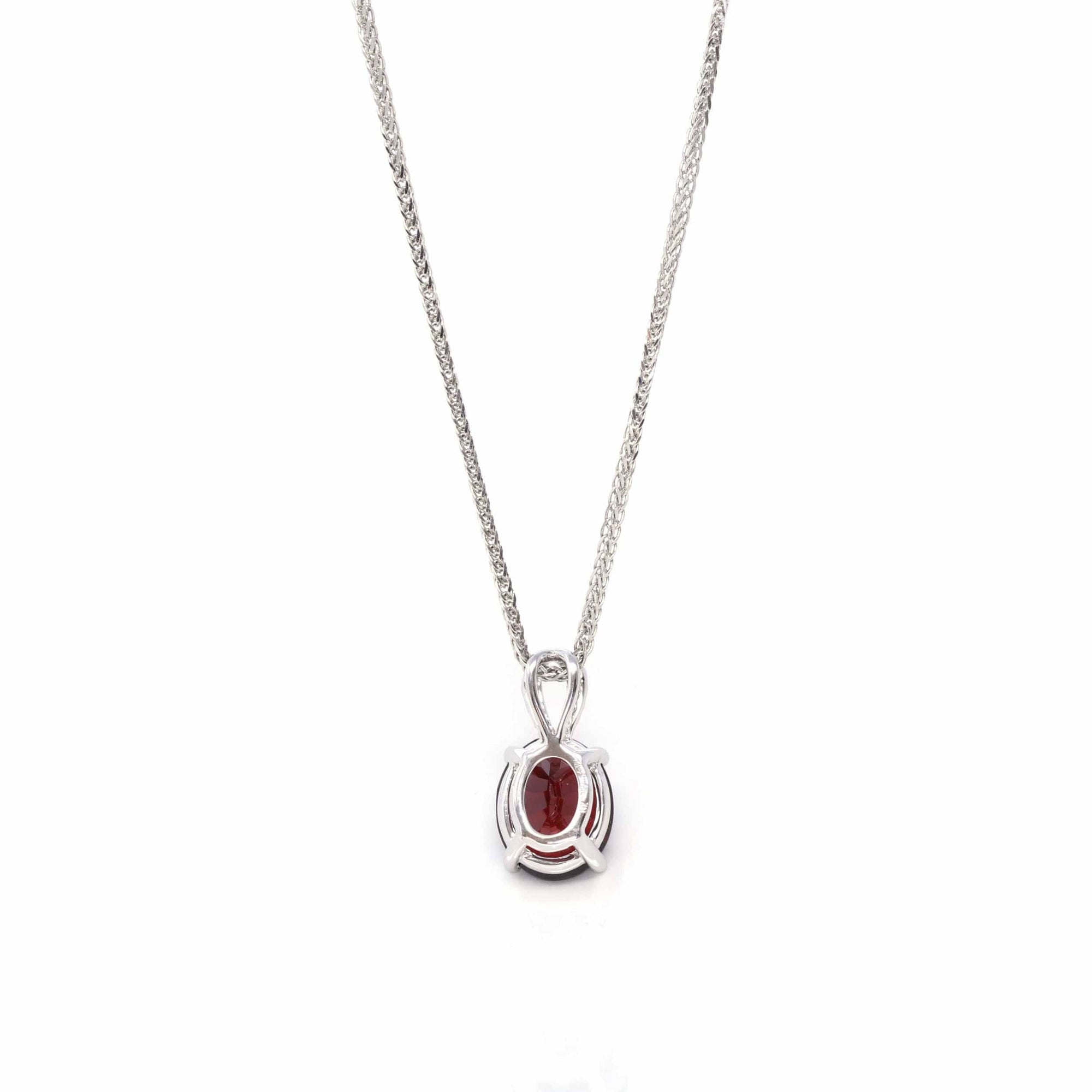 Baikalla Jewelry gemstone jewelry 14k White Gold Natural Garnet Necklace With Diamonds