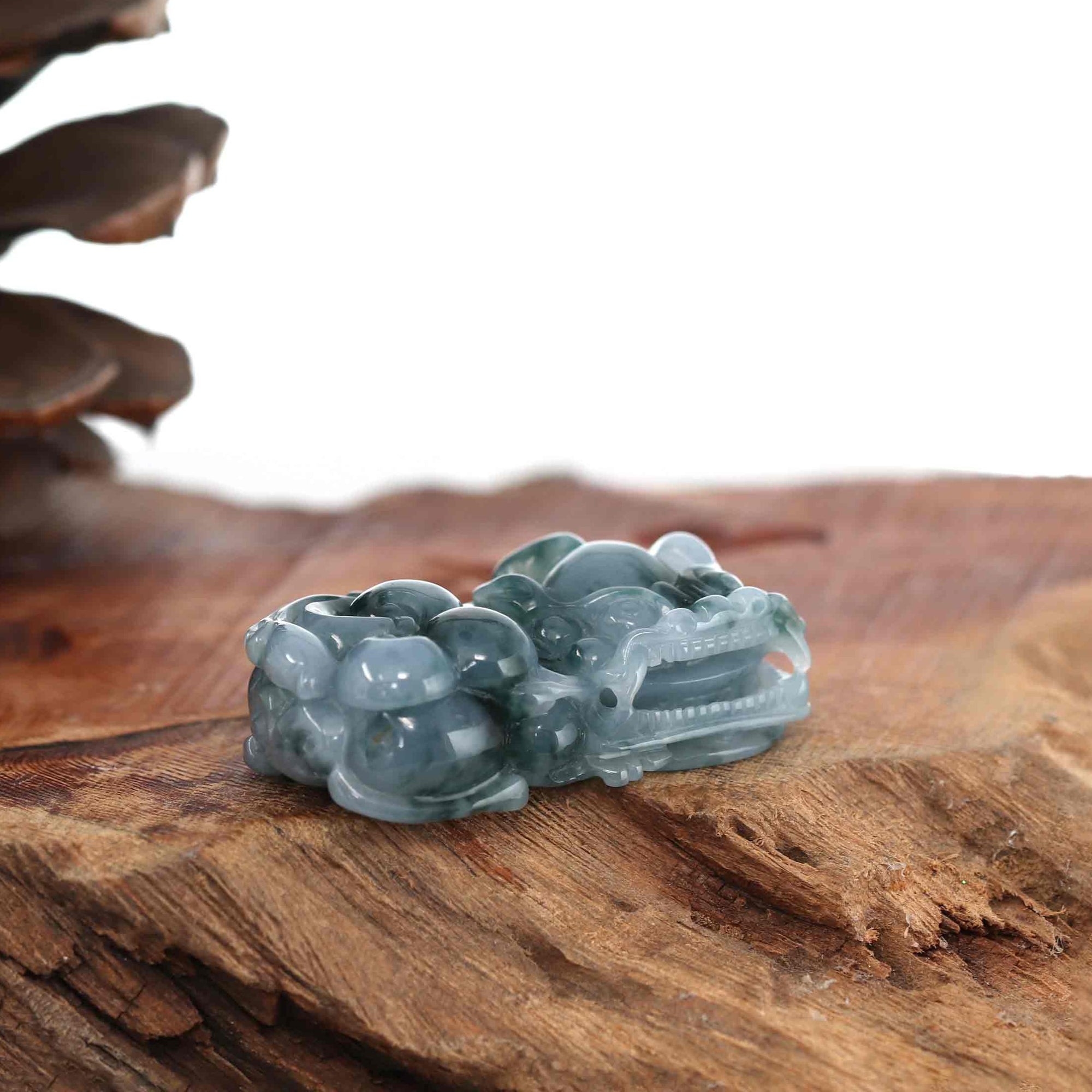 Baikalla Jewelry genuine jadeite carving Genuine Burmese Ice Blue Jadeite Jade PiXiu Pendant Necklace