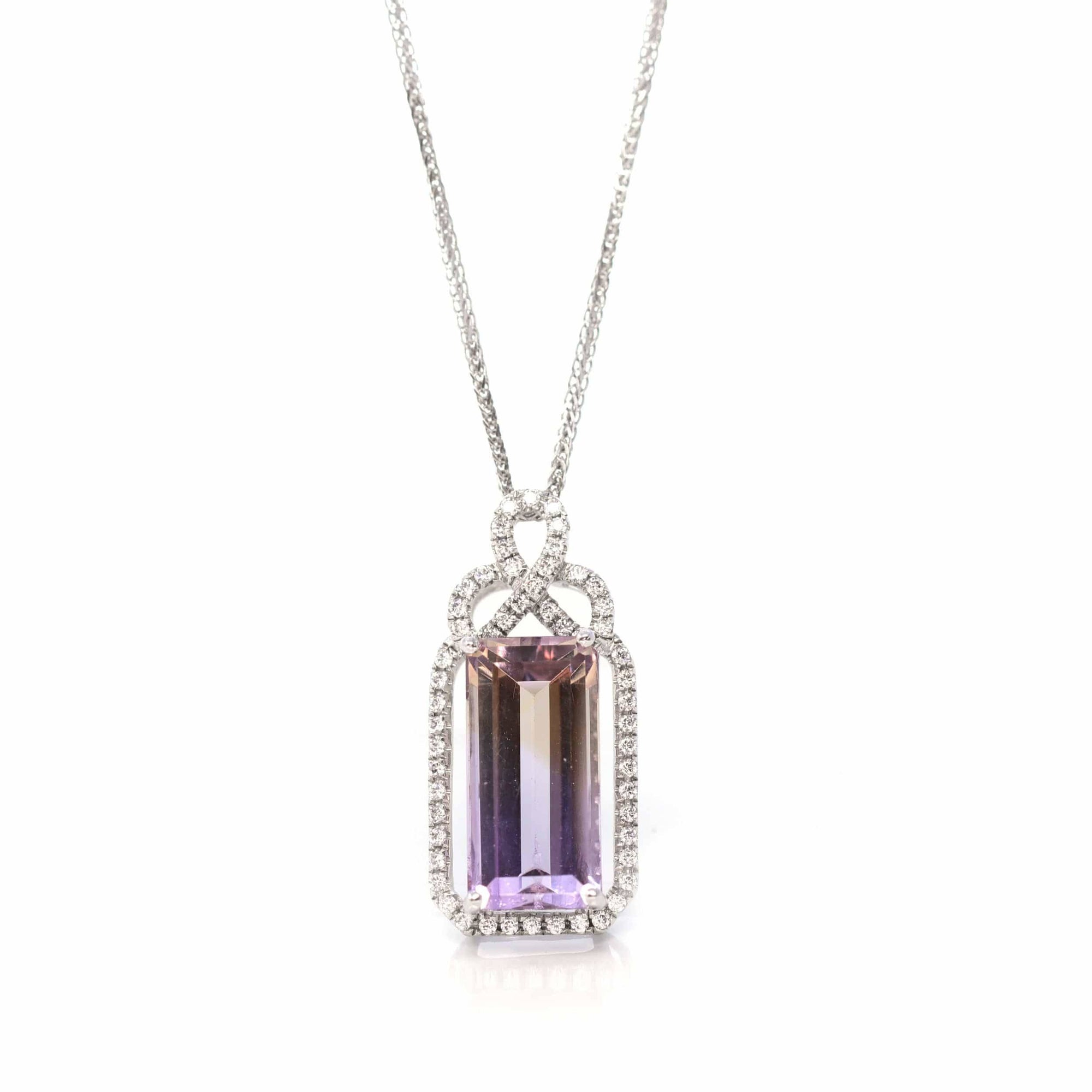 Baikalla Jewelry Silver Topaz Necklace Sterling Silver Natural Ametrine Luxury Pendant Necklace With CZ