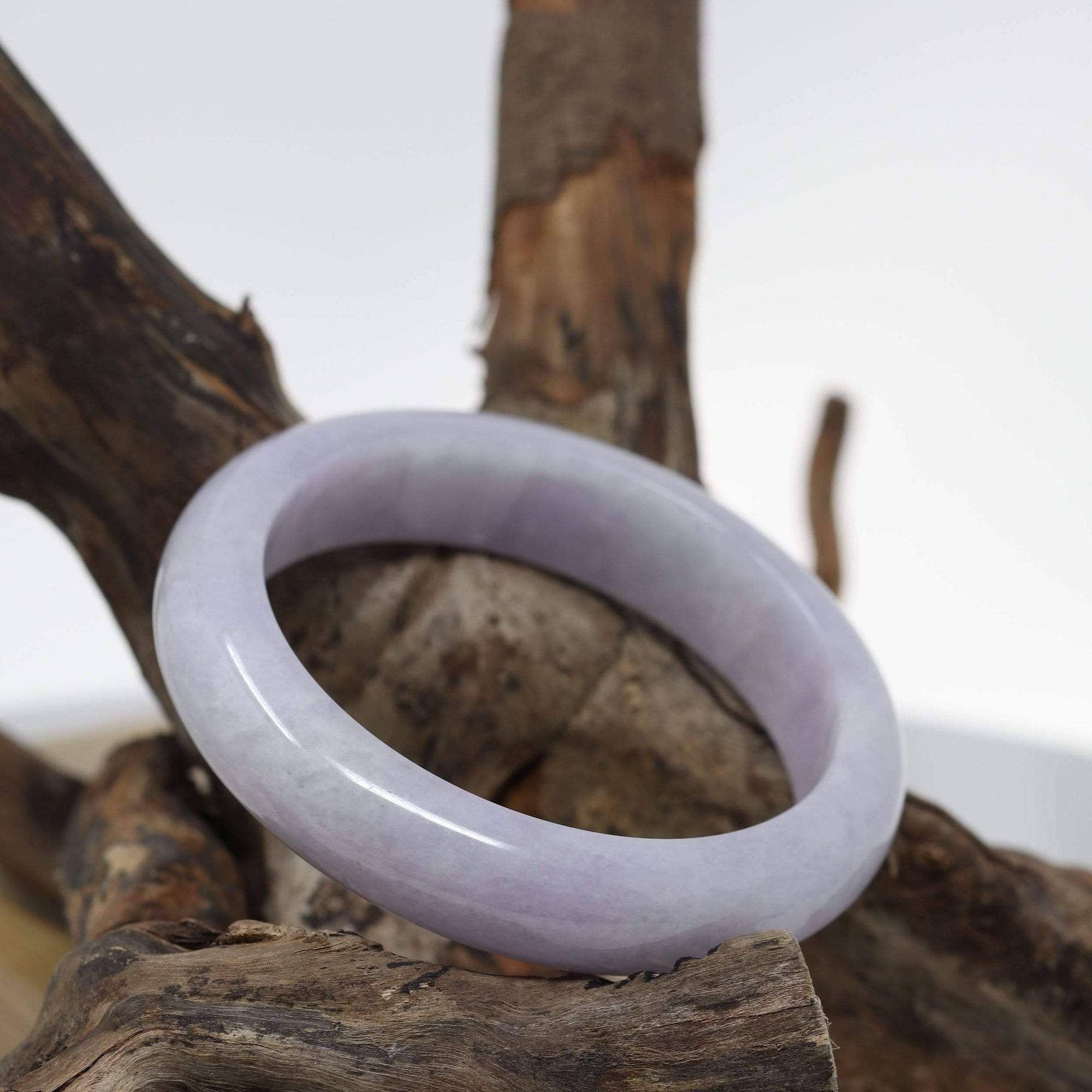 Baikalla Jewelry Jadeite Jade Bangle Bracelet Baikalla™ &quot;Classic Bangle&quot; Genuine Burmese Lavender Jadeite Jade Bangle Bracelet (58.36mm) 