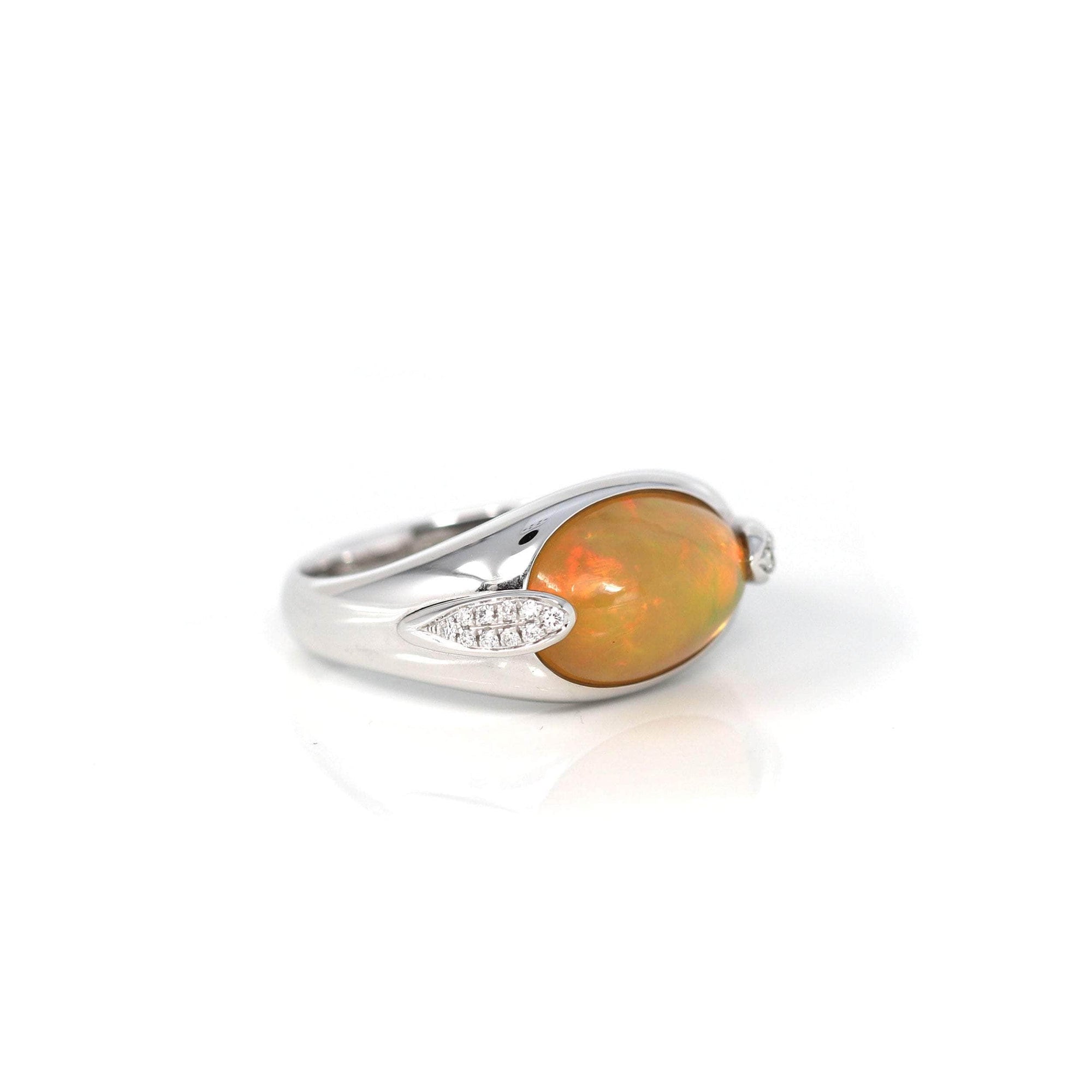 Baikalla Jewelry Gold Opal Ring 7 &quot;Charlotte&quot; 18K Gold Ethiopian Opal Men&#39;s Ring