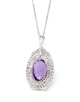 Baikalla Jewelry Silver Topaz Necklace Sterling Silver Natural A Amethyst Luxury Pendant Necklace With CZ