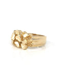 Baikalla Jewelry Gold Diamond Men's Ring 14k Solid Yellow Gold Nugget Men's Band Ring