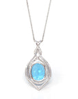 Baikalla Jewelry Silver Topaz Necklace Sterling Silver Natural Topaz Luxury Pendant Necklace With CZ