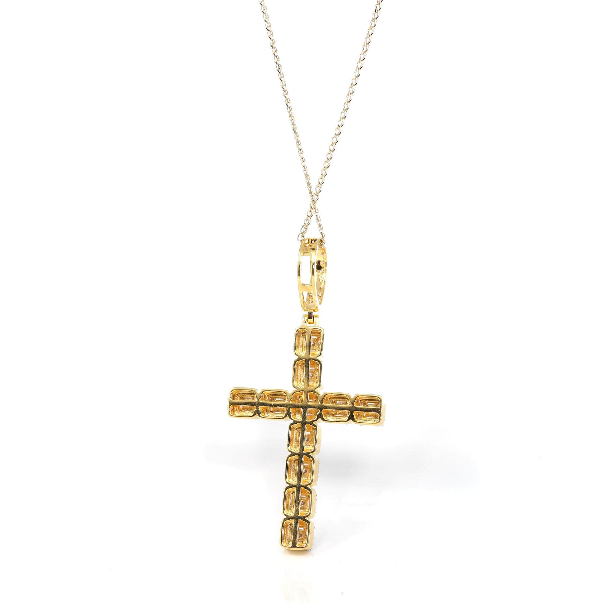 Baikalla Jewelry 24K Pure Yellow Gold Pendant 14K Yellow Gold Cross Pendant Necklace With Diamonds