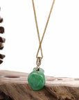 Baikalla Jewelry Jade Pendant 14k Yellow Gold Natural Jadeite Jade "Longevity Peach" Shou Tao Necklace