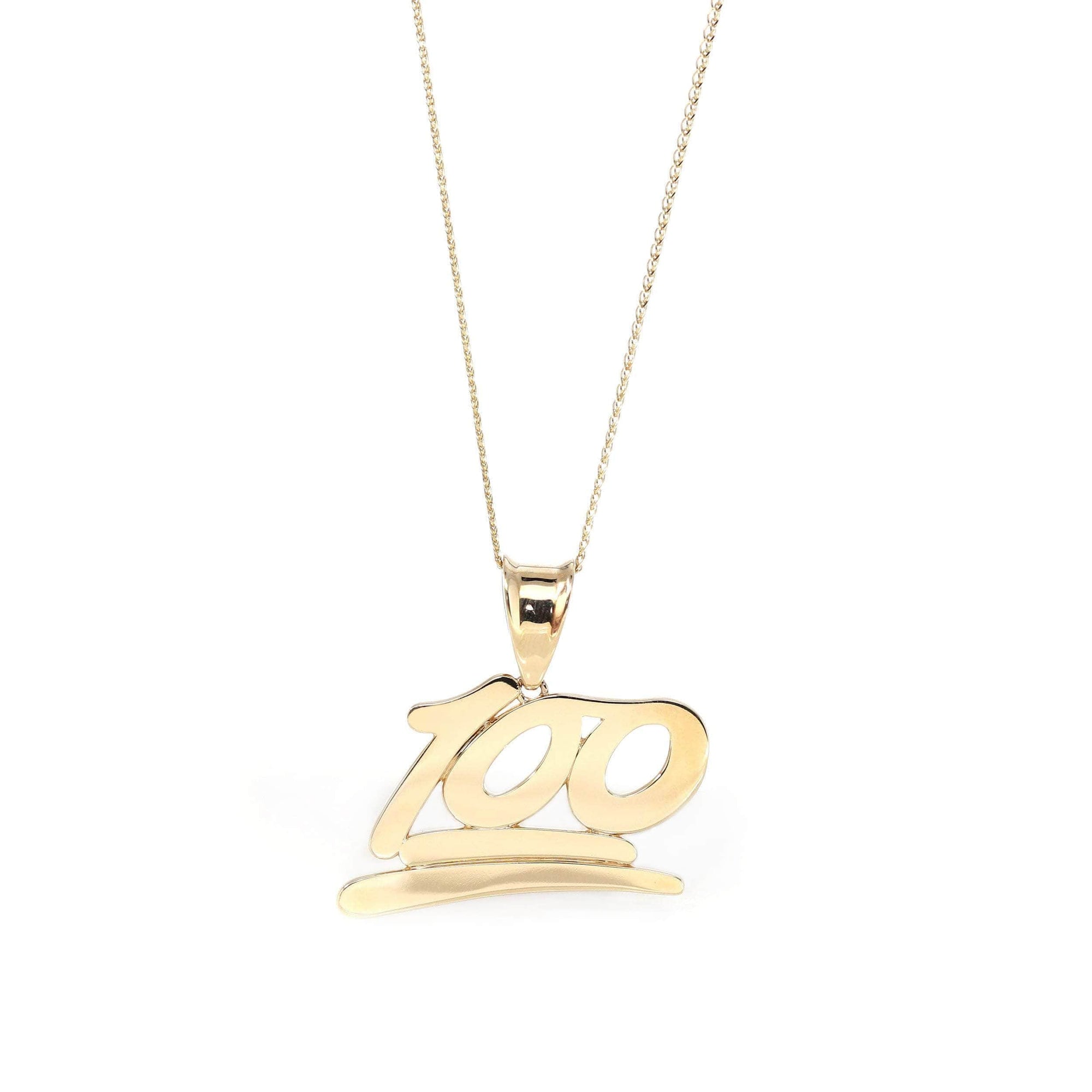 Baikalla Jewelry 24K Pure Yellow Gold Pendant Pendant Only 14k Yellow Gold &quot;100&quot; Pendant Necklace