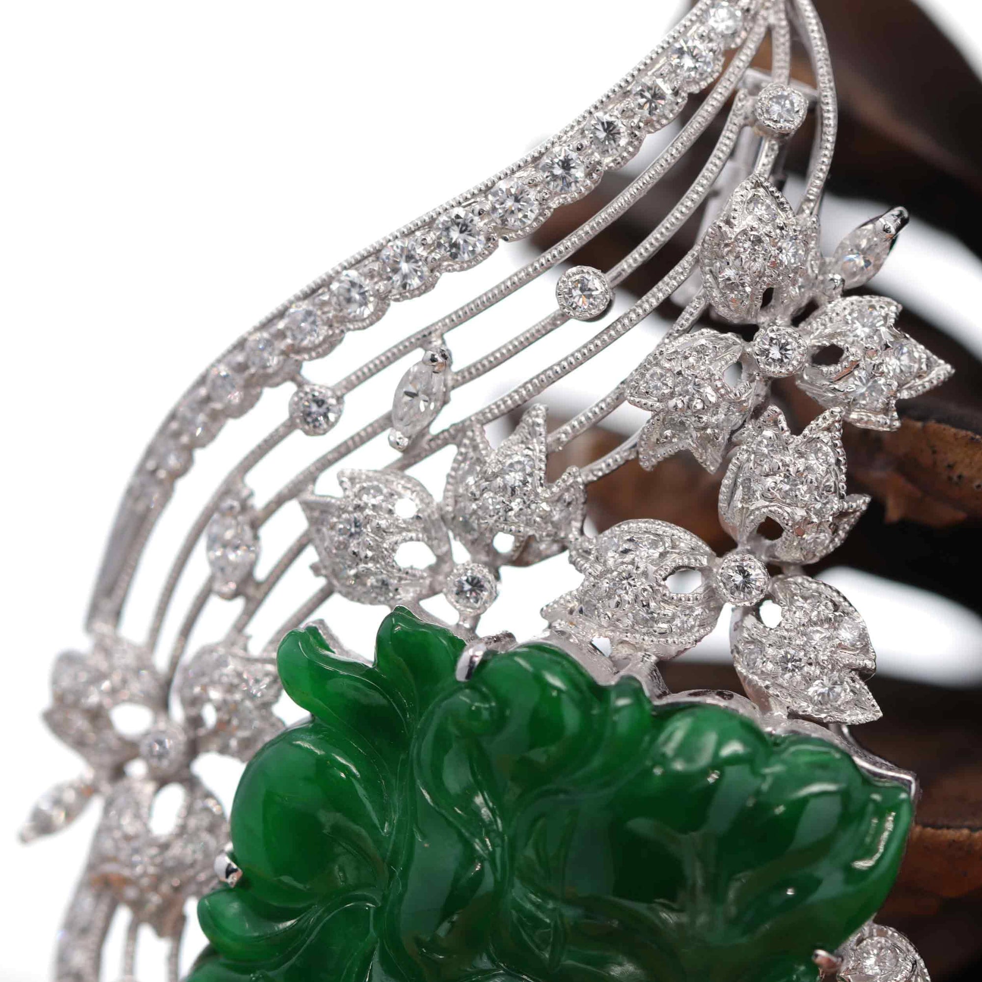 Baikalla Jewelry 18k Gold Jadeite Brooch Baikalla "Imperial Butterfly" 18K White Gold Genuine Imperial Jadeite Pendant & Brooch with Diamonds