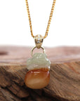 Baikalla Jewelry Jade Pendant Pendant Only 14k Yellow Natural Jadeite Jin Chan "Money Toad" Necklace With 14k Yellow Gold Diamond Bail