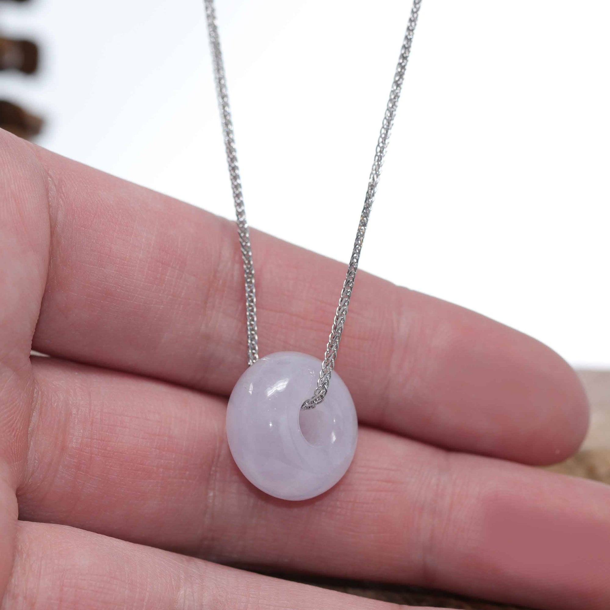 Baikalla Jewelry Jade Pendant Necklace Baikalla &quot;Good Luck Button&quot; Necklace Lavender Jadeite Jade Lucky KouKou Pendant Necklace