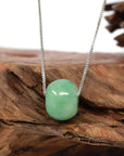 Baikalla Jewelry Jade Pendant Necklace Baikalla™ "Good Luck Button" Necklace Real Vibrant Green Jade Lucky TongTong Pendant Necklace