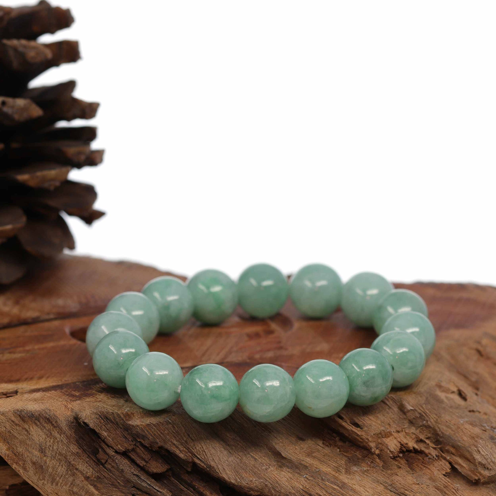 Baikalla Jewelry jade beads bracelet Jadeite Jade 13mm Round Green Beads Bracelet ( 13 mm )