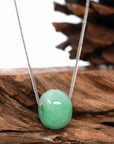 Baikalla Jewelry Jade Pendant Necklace Baikalla™ "Good Luck Button" Necklace Real Deep Green Jade Lucky TongTong Pendant Necklace