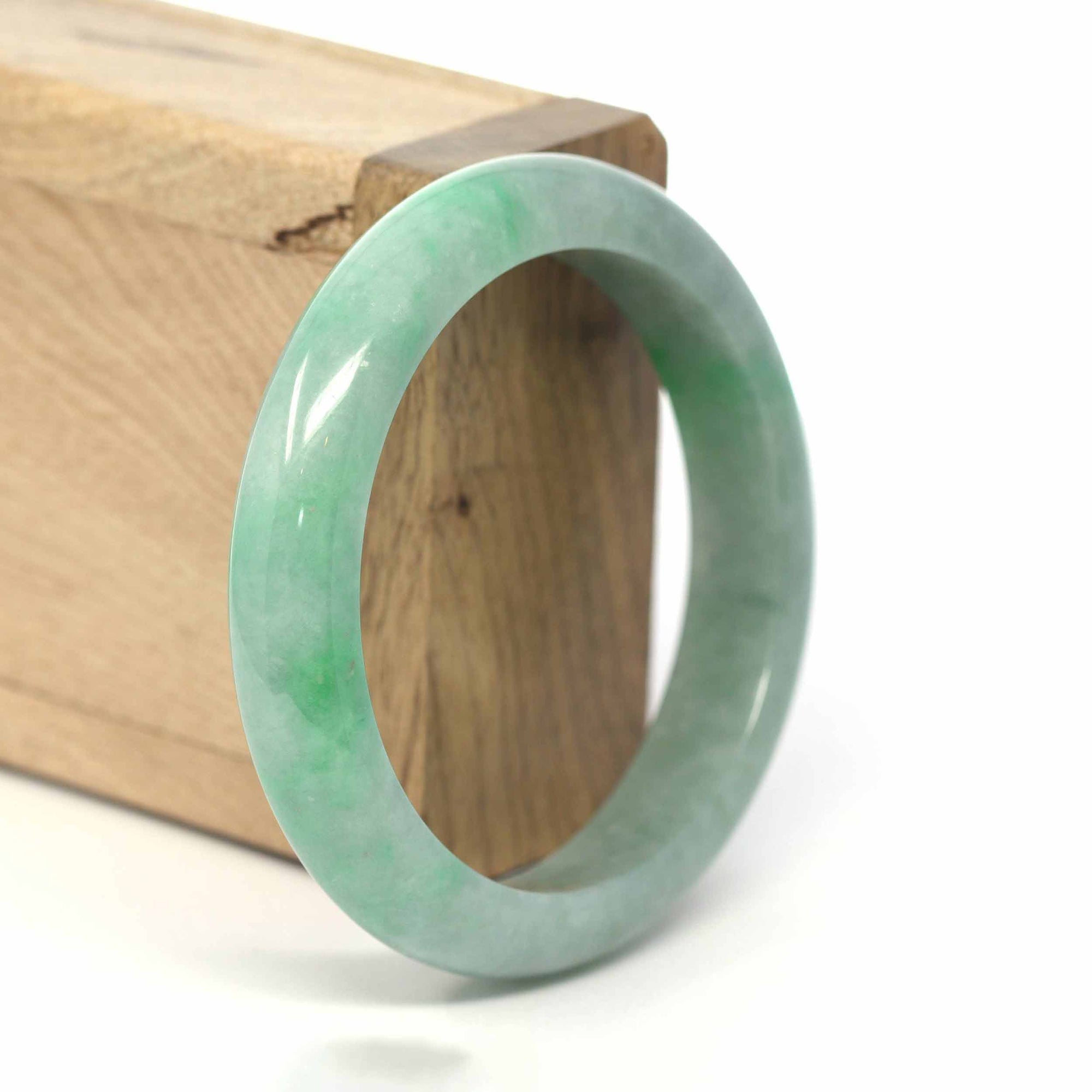 Baikalla Jewelry Jadeite Jade Bangle Bracelet Genuine Burmese Forest Green Jadeite Jade Bangle Bracelet (56 mm) #219