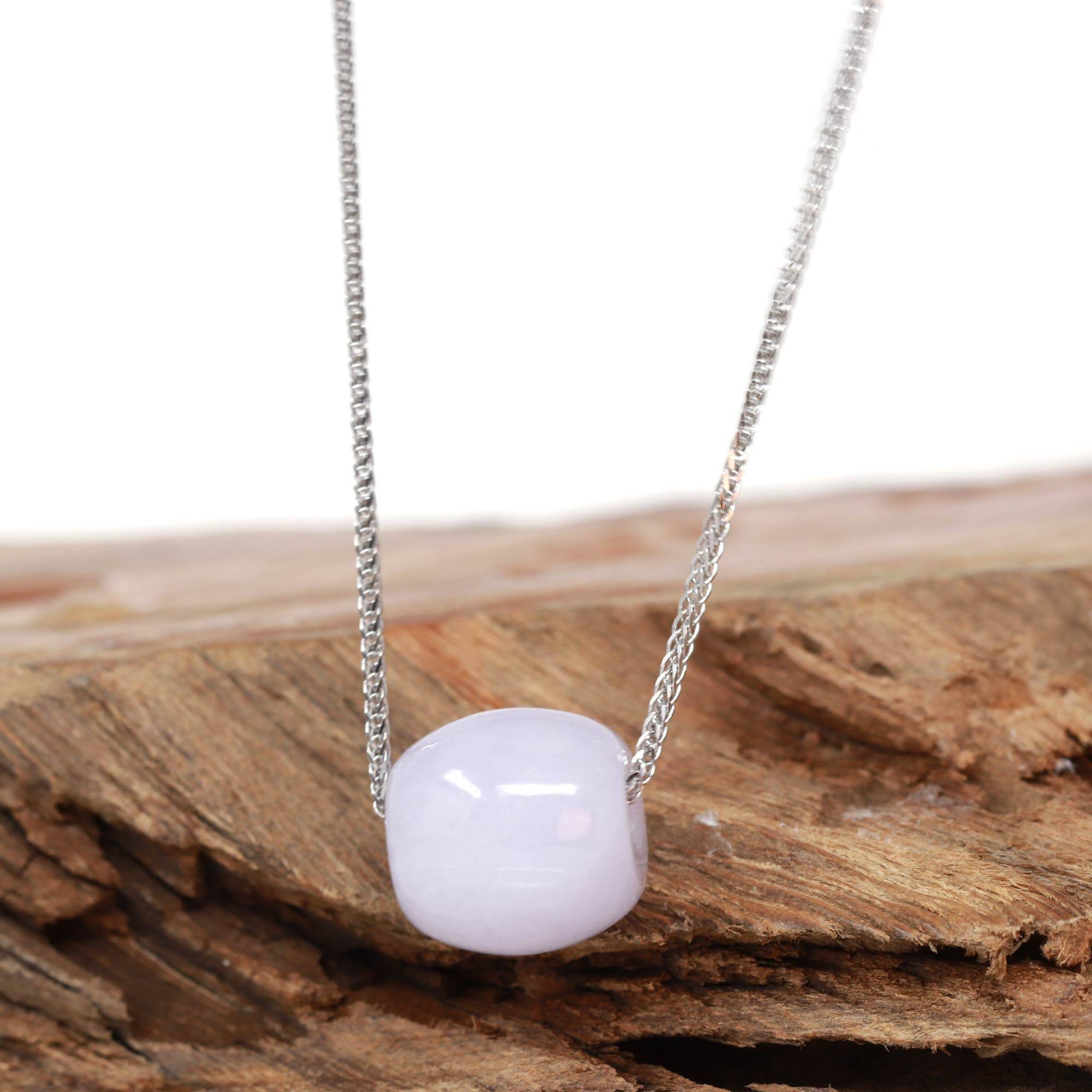 Baikalla Jewelry Jade Pendant Necklace Baikalla™ &quot;Good Luck Button&quot; Necklace Real Lavender Jade Lucky TongTong Pendant Necklace