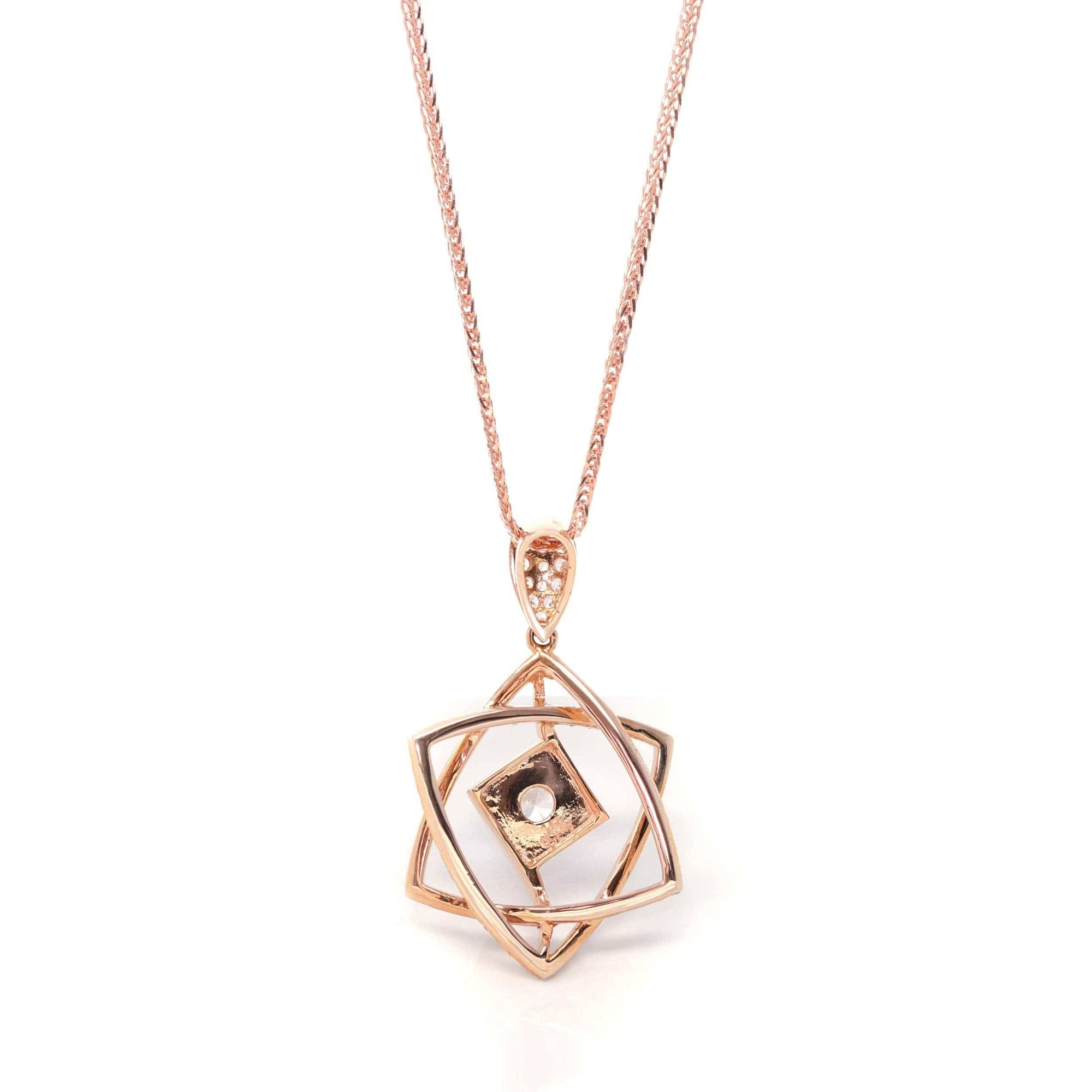 Baikalla Jewelry gemstone jewelry 18k Rose Gold Star Necklace with CZ