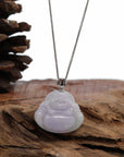 Baikalla Jewelry Jade Buddha Pendant Baikalla™ "Laughing Buddha" Genuine Lavender Jadeite Buddha Pendant Necklace With 14k White Gold Buddha Symbol  Bail