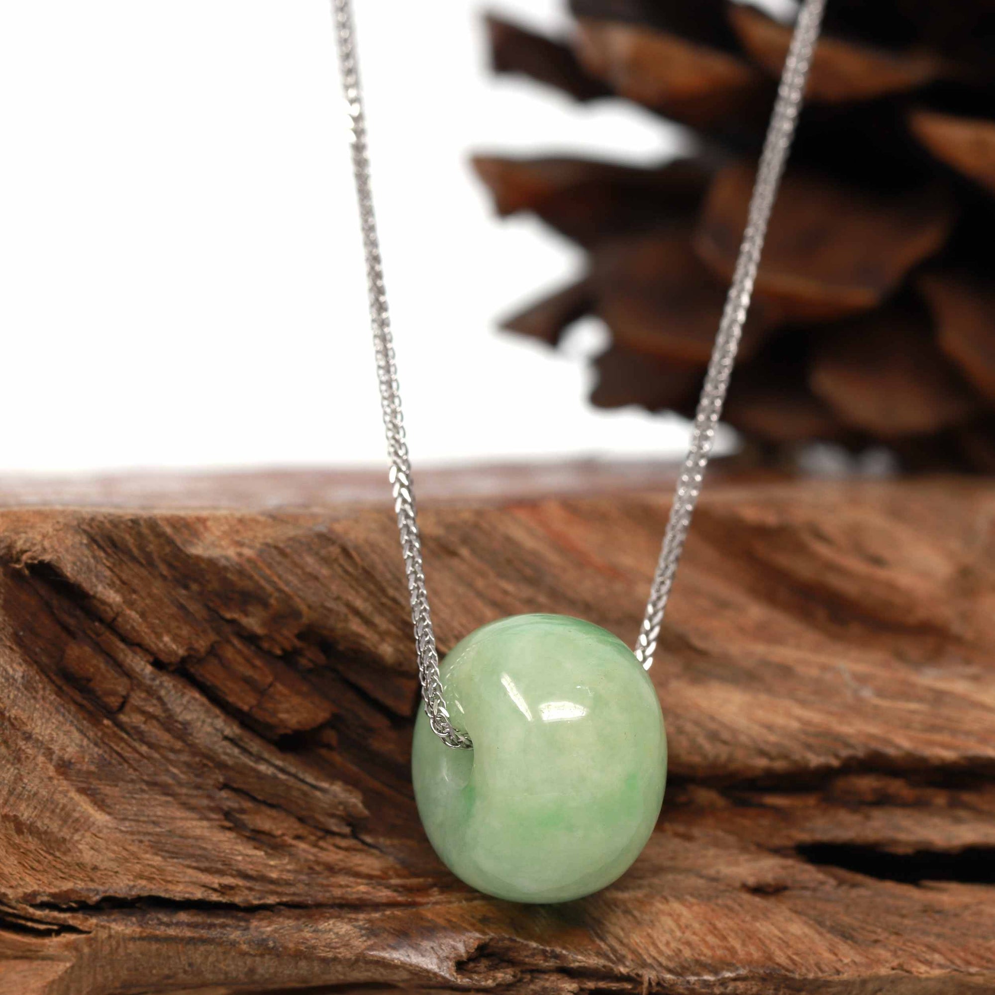 Baikalla Jewelry Jade Pendant Necklace Baikalla™ &quot;Good Luck Button&quot; Necklace Real Rich Green Jade Lucky KouKou Pendant Necklace